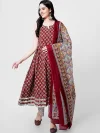 Floral Printed Pure Cotton Kurta & Palazzos With Dupatta