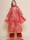 Floral Printed Regular Chanderi Silk Kurta with Palazzos & With Dupatta