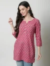 Round Neck Opaque Greometric Printed Cotton Kurti